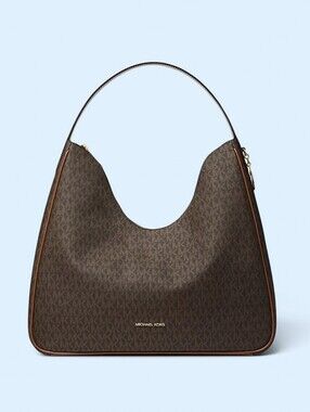 Michael Kors Dark Brown MK Monogram Nayla Shoulder Hobo